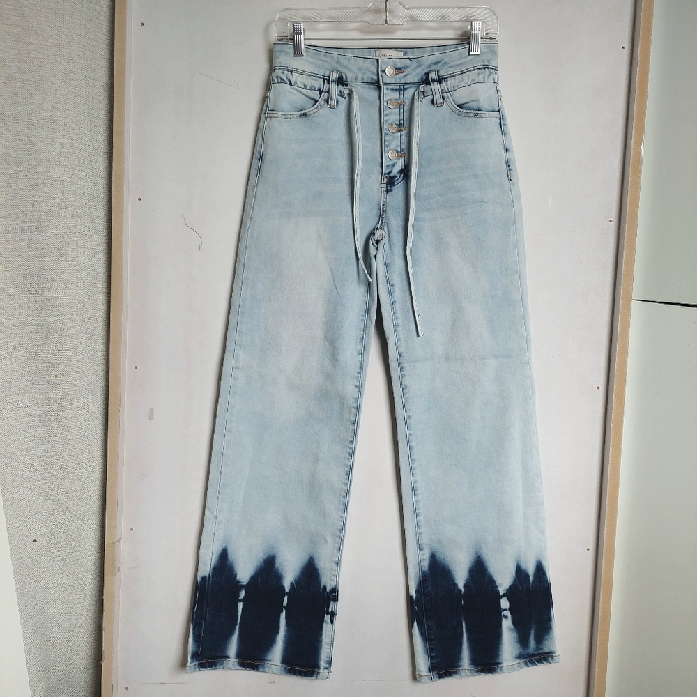 Uniq By Litz Tie Dye Dip Dye Sz 28 Jeans High Waist Stretchy Exposed Button Fly
